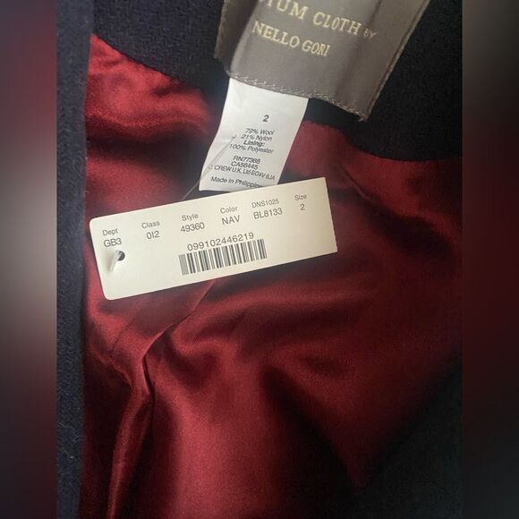 J Crew Stadium Cloth By Nello Gori Navy Blue Pea Coat  Womens Jacket Size 2 NEW - Picture 16 of 16